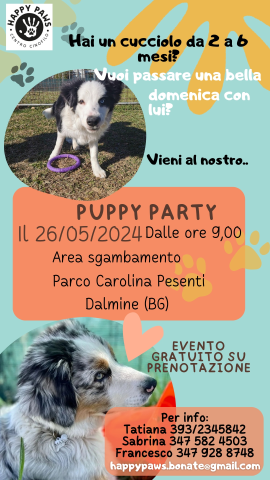 Domenica 26 maggio - "Puppy Party" al parco Carolina Pesenti