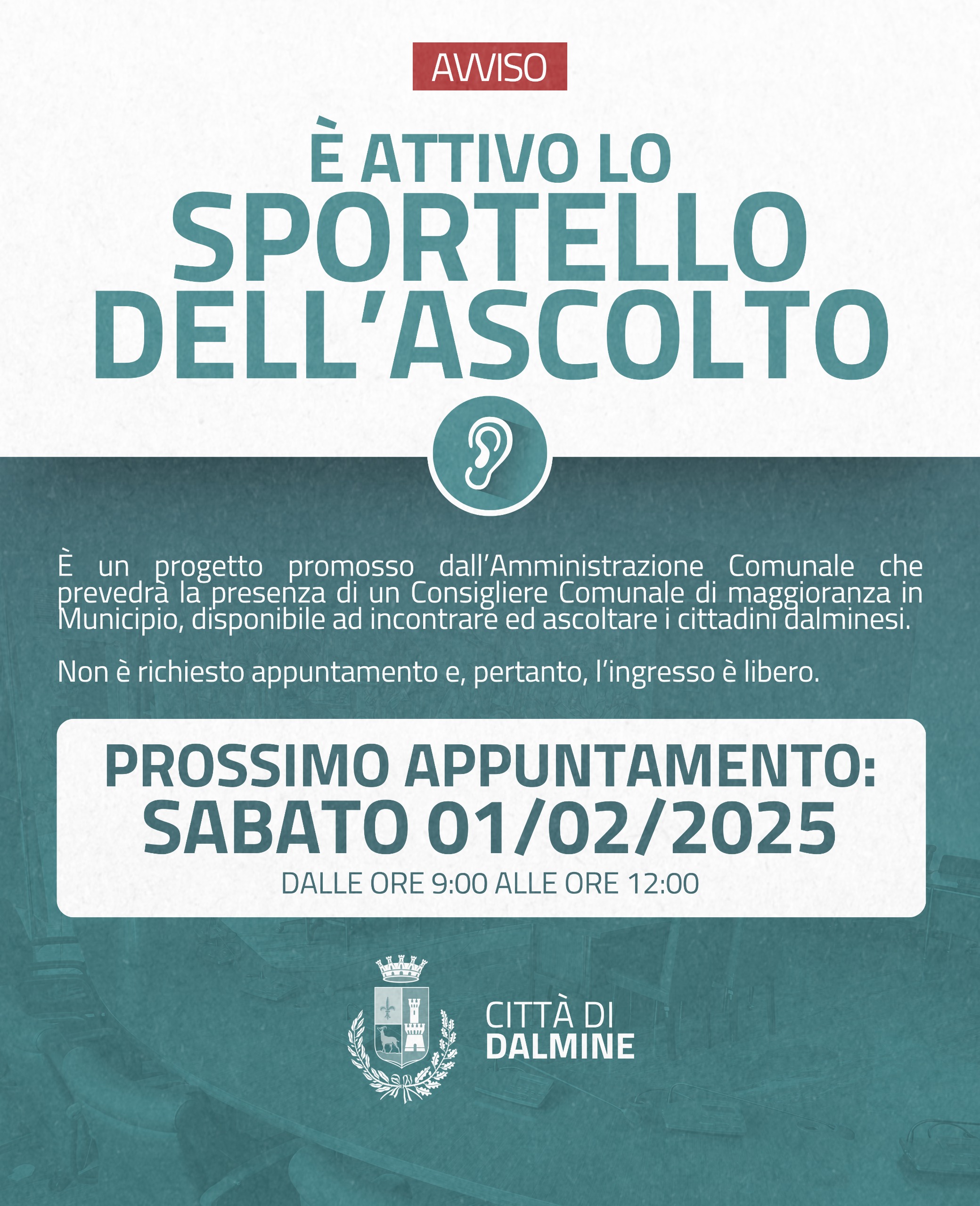 Sportello dell’ascolto – sabato 1 febbraio 2025